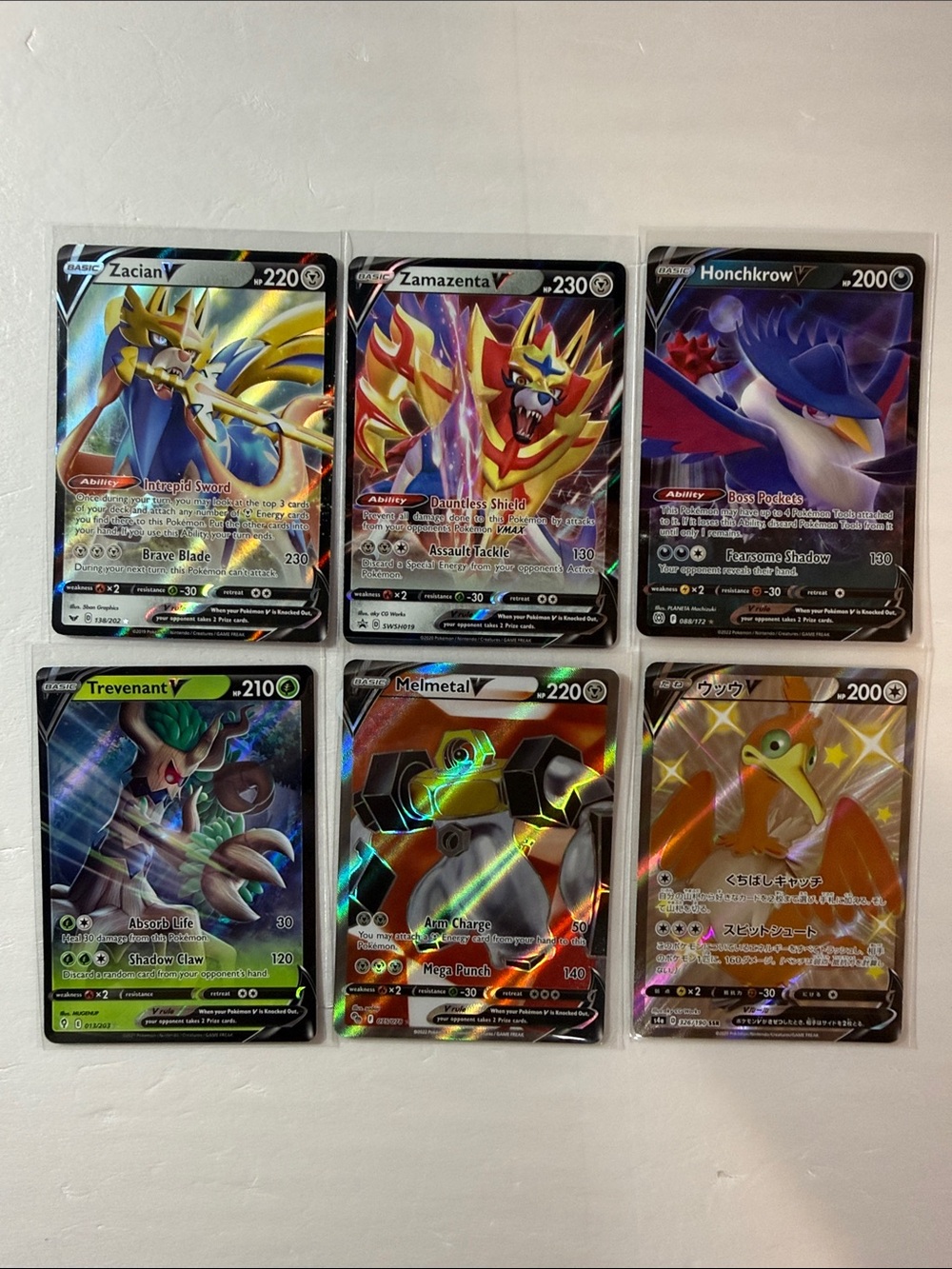 Pokemon V Holo Card Lot - Gold, Red, Purple, Green, Orange, Black